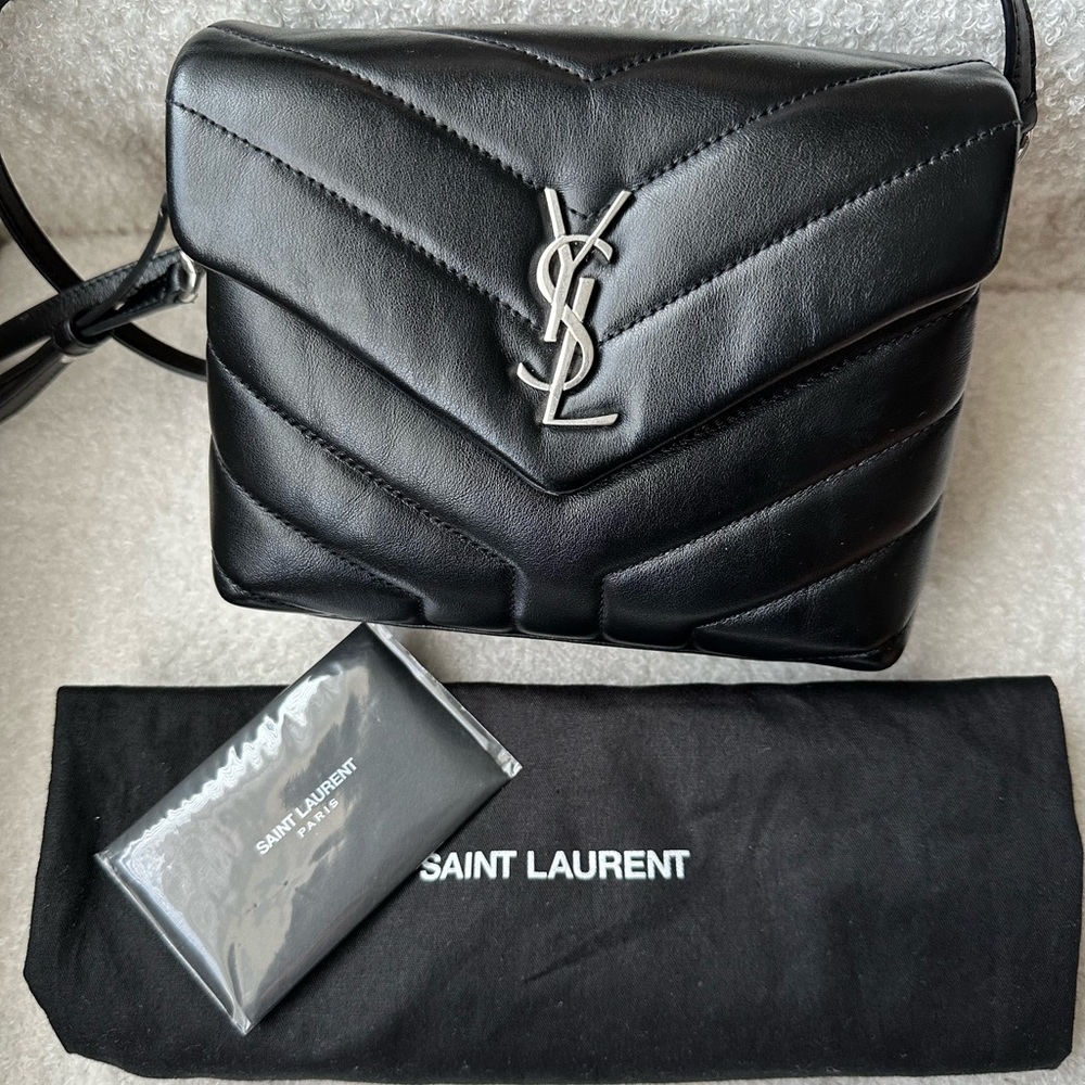 Saint Laurent Black Calfskin Toy Lou Lou Crossbody Bag